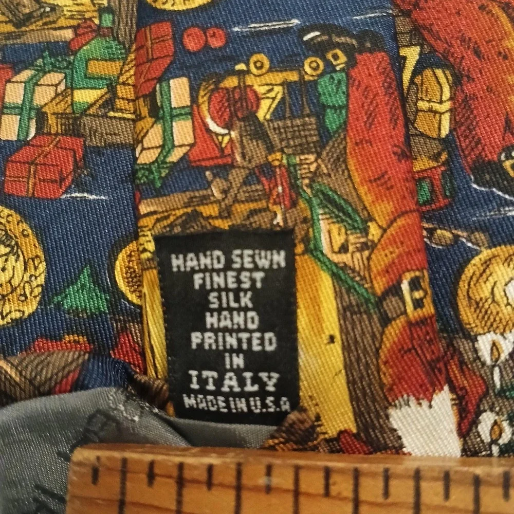 Robert Talbott For I‎ Magnin Tie Mens One Size Blue Silk Santa Christmas Holiday